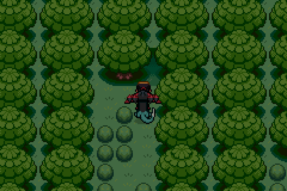 Player standing at the Ilex Forest Hidden Grotto entrance in Pokémon SoulGold