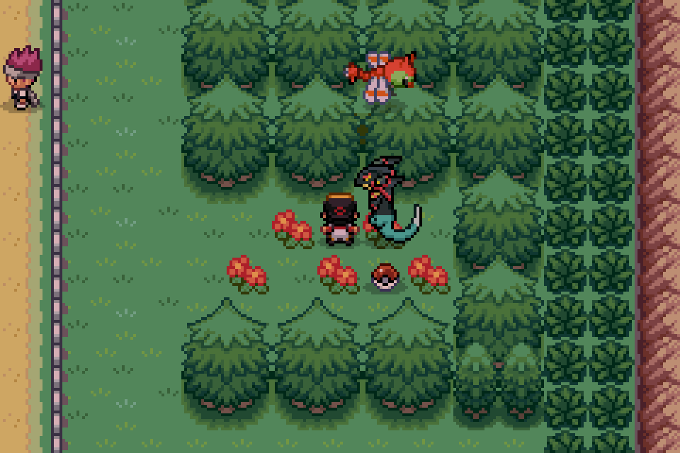 Player standing at the Route 35 Hidden Grotto entrance in Pokémon SoulGold