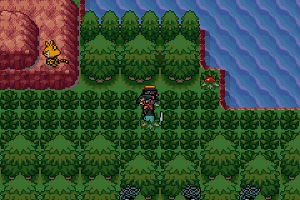 Player standing at the Route 44 Hidden Grotto entrance in Pokémon SoulGold